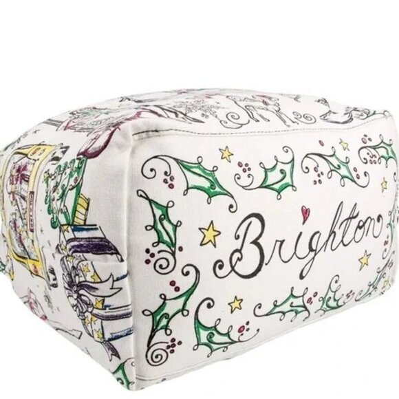 Brighton Happy Holidays Christmas Themed Canvas Tote Bag NWOT 15"x12"x7.5" Ltd - Picture 1 of 4